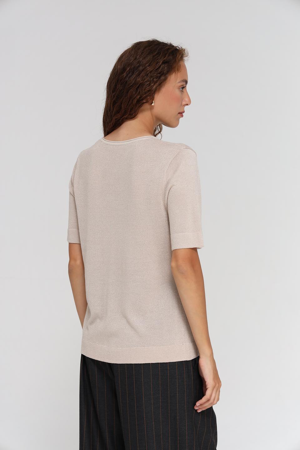 Пуловер Bianca с коротким рукавом бежевый