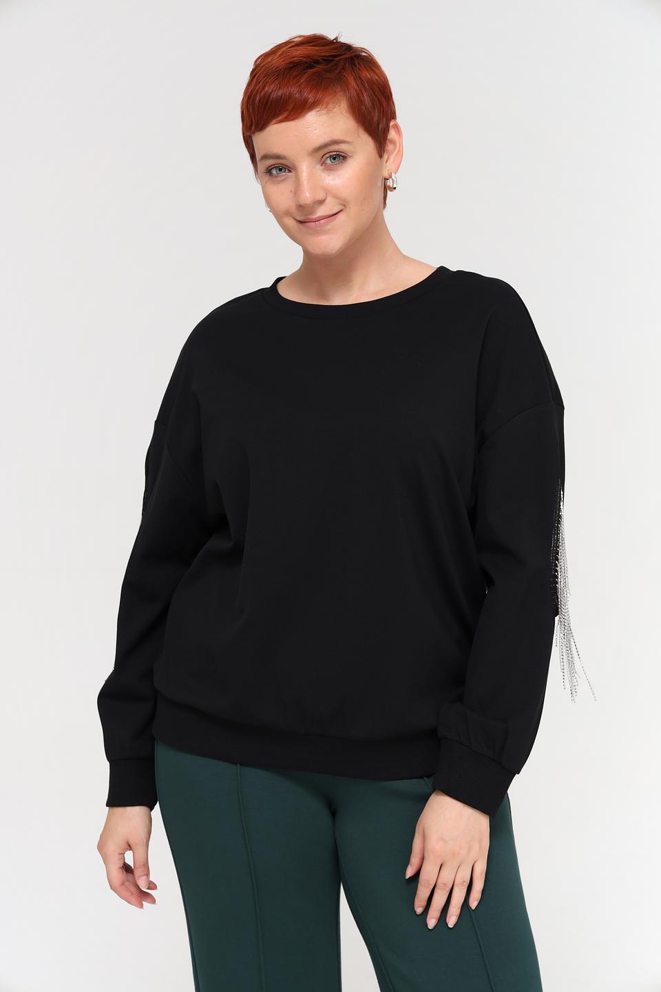 Пуловер Samoon с бахромой чёрный