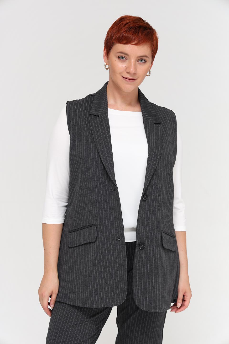 Жилет Frapp в полоску серый