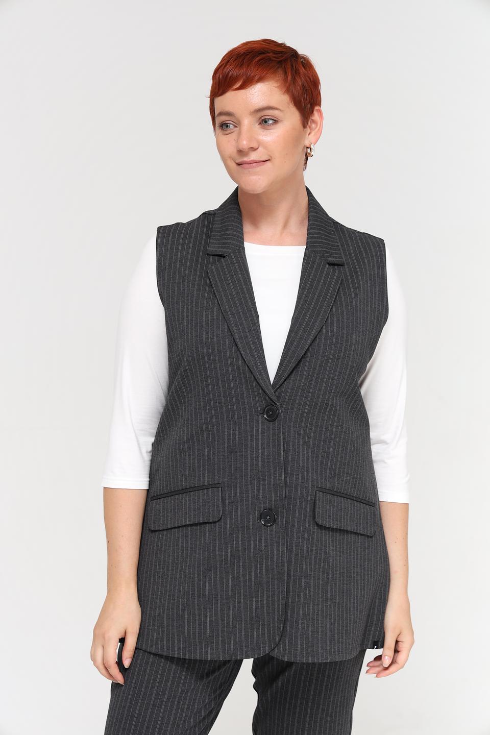 Жилет Frapp в полоску серый