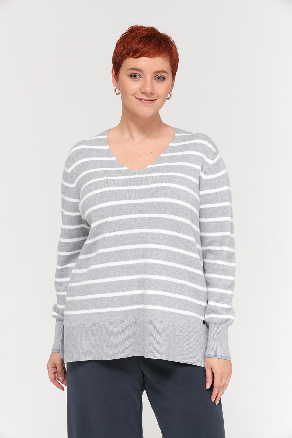 Пуловер Frapp в полоску серый