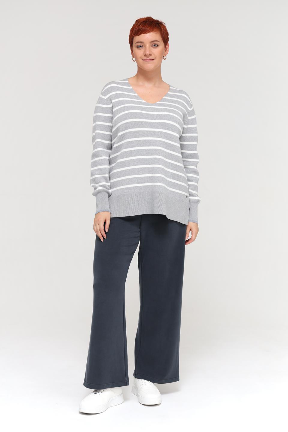 Пуловер Frapp в полоску серый