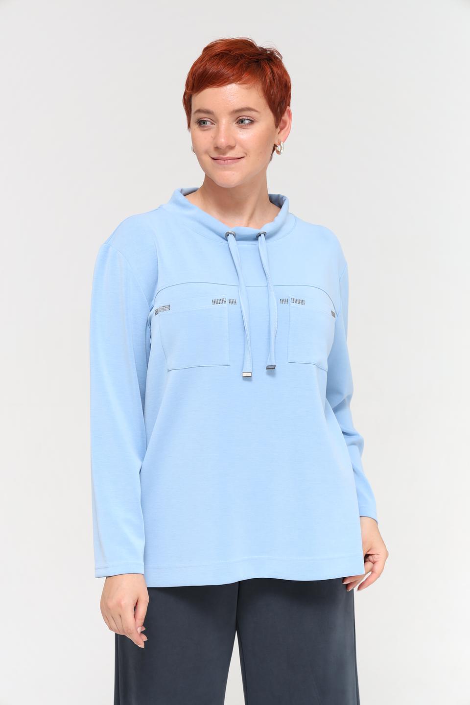 Пуловер Doris Streich голубой с карманами