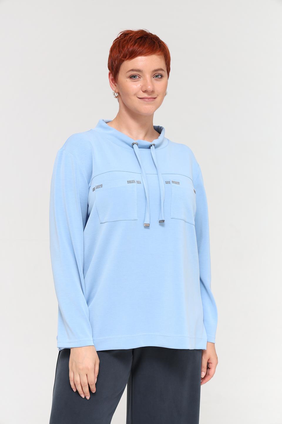 Пуловер Doris Streich голубой с карманами