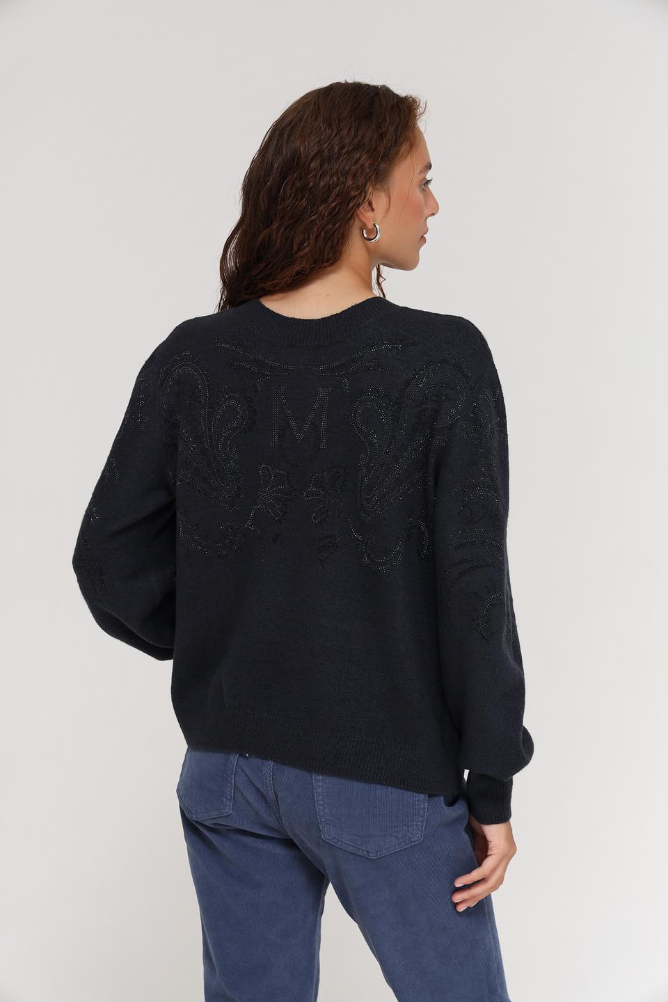 Пуловер Monari с вышивкой чёрный
