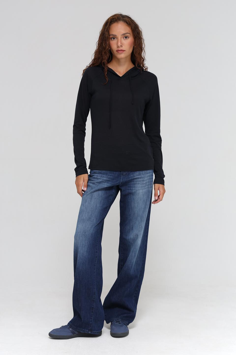 Пуловер Monari чёрный с капюшоном