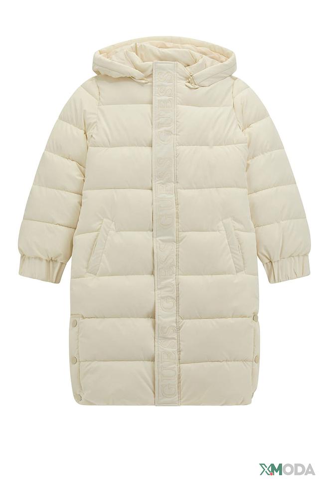 Пуховик Guess логотип бежевый