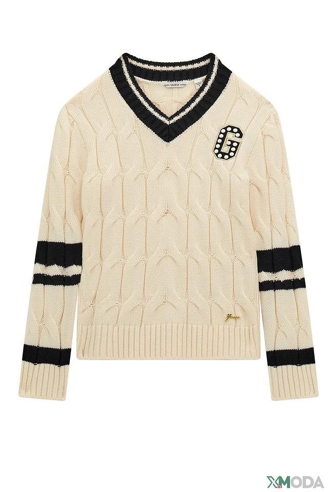 Джемпер Guess в полоску, кремовый