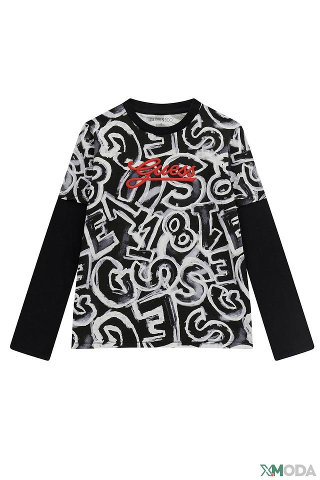 Футболка Guess с принтом чёрно-белый