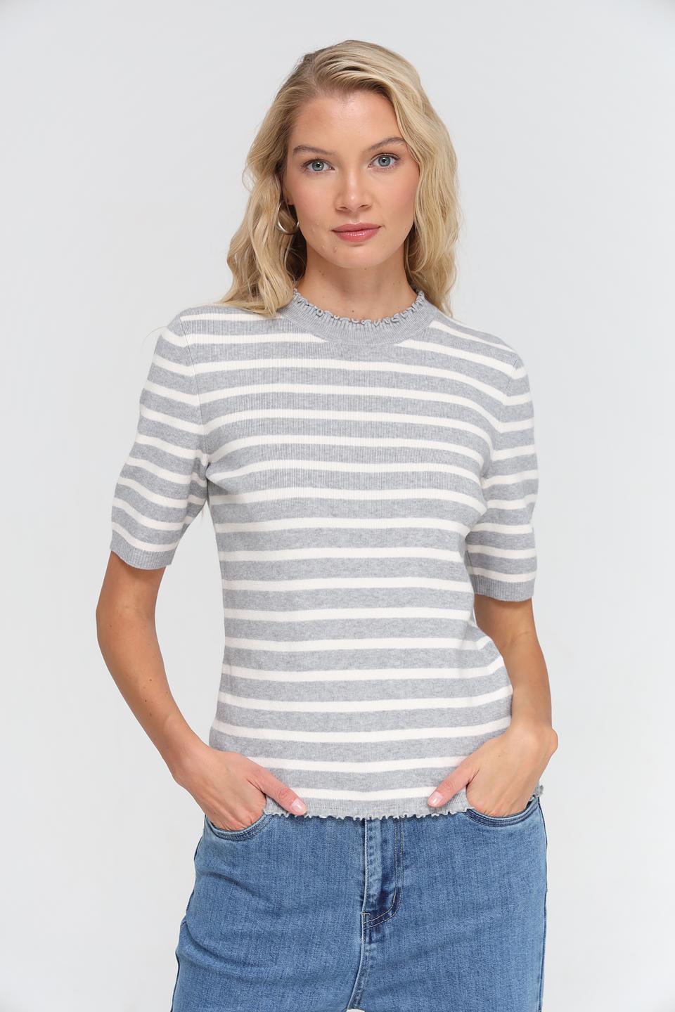 Пуловер Oui в полоску