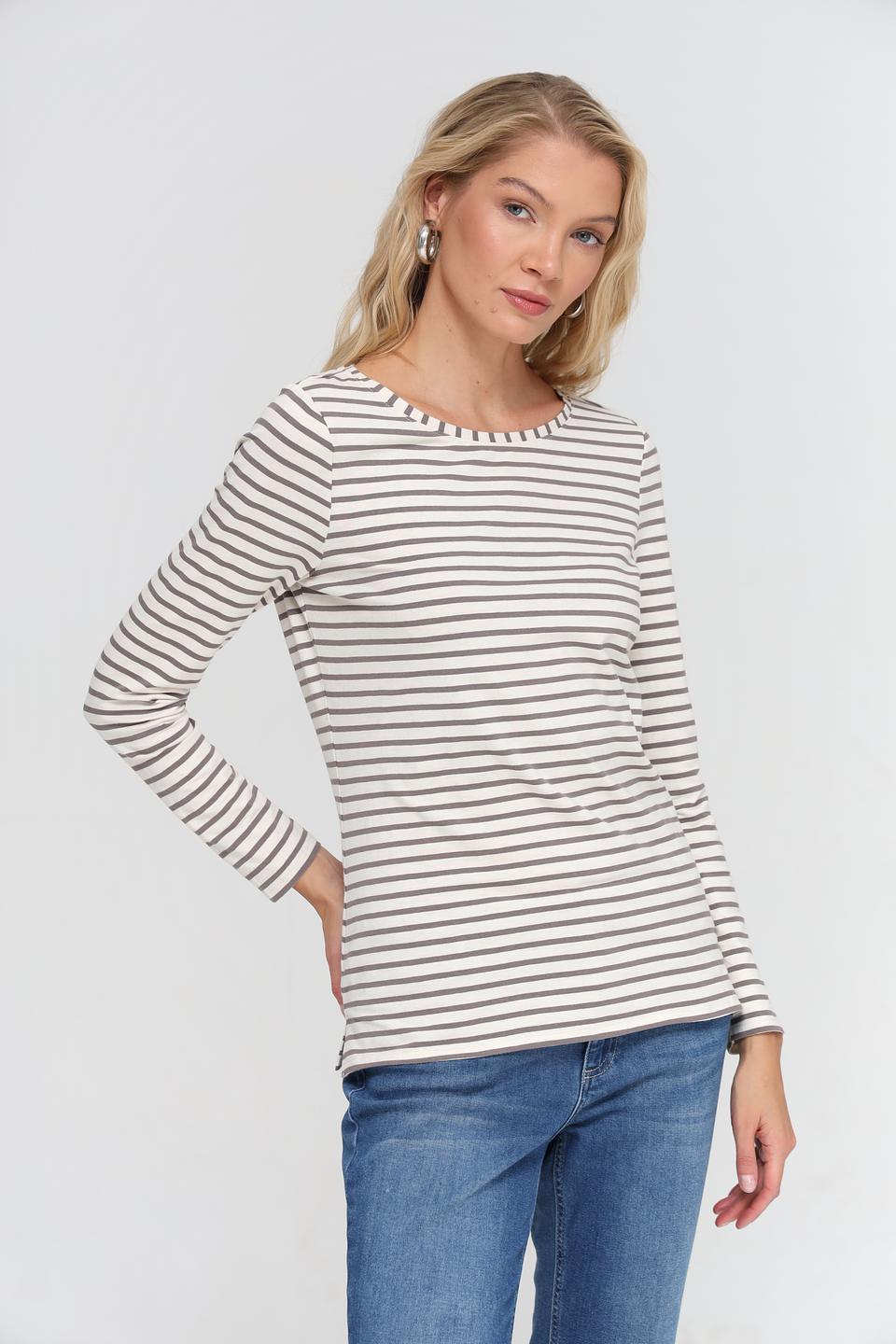 Футболка Oui в полоску серая