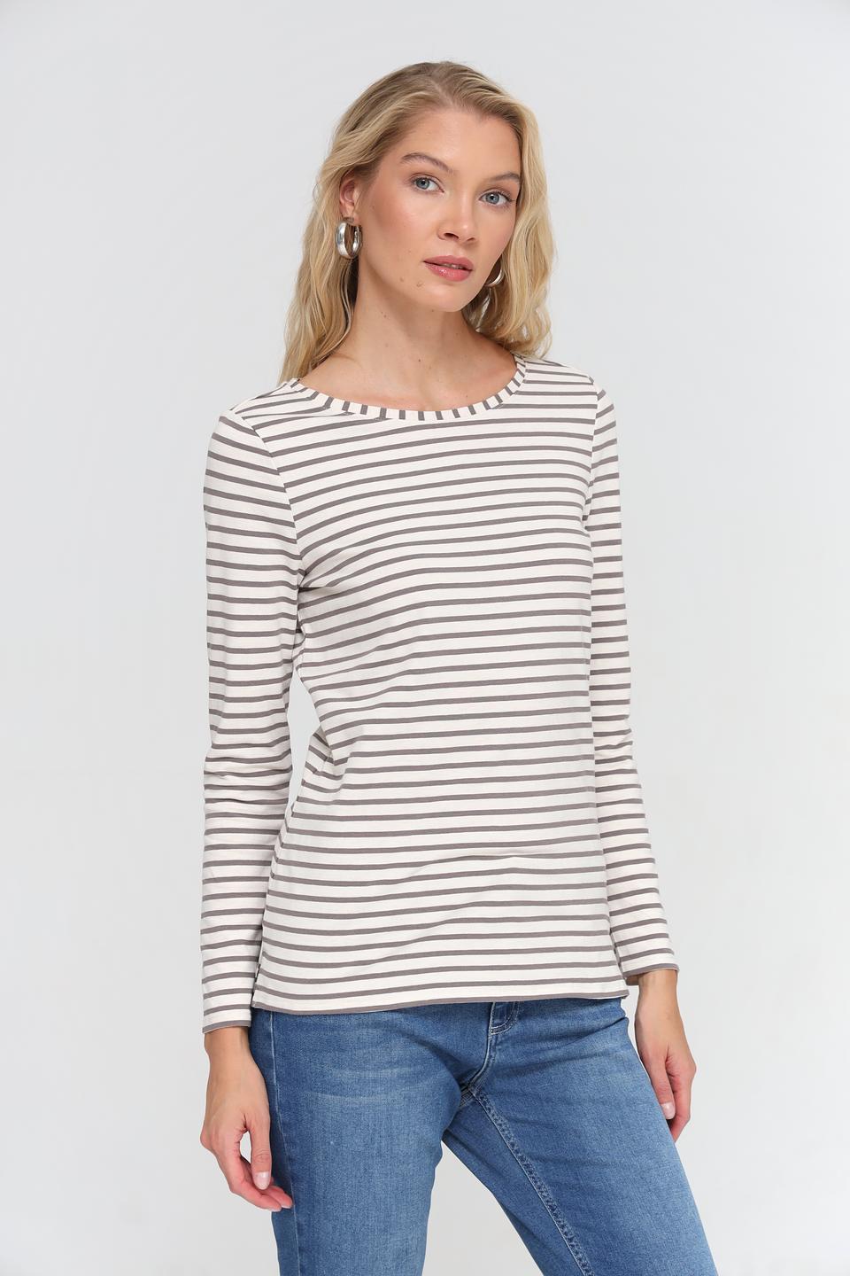 Футболка Oui в полоску серая