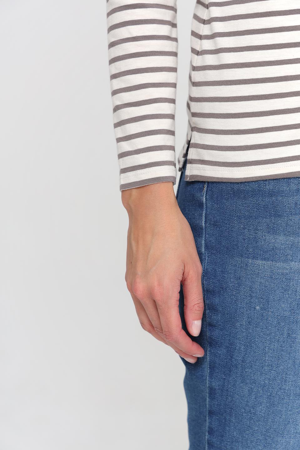 Футболка Oui в полоску серая
