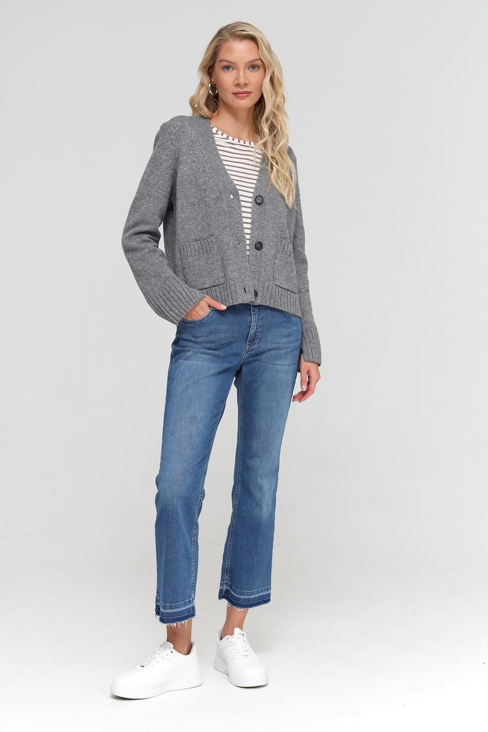 Жакет Oui вязаный серый