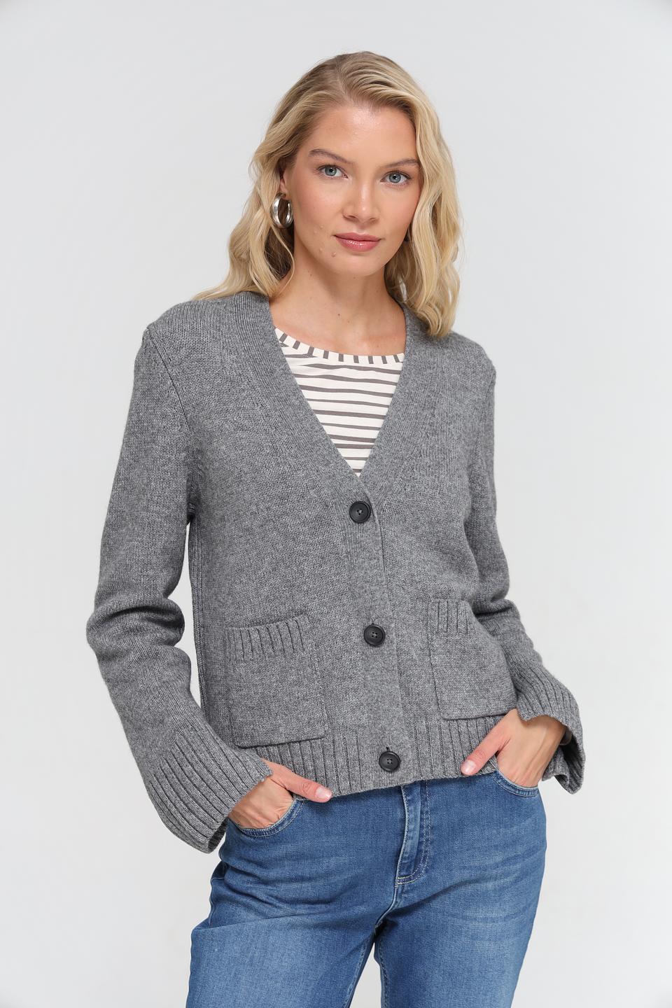 Жакет Oui вязаный серый