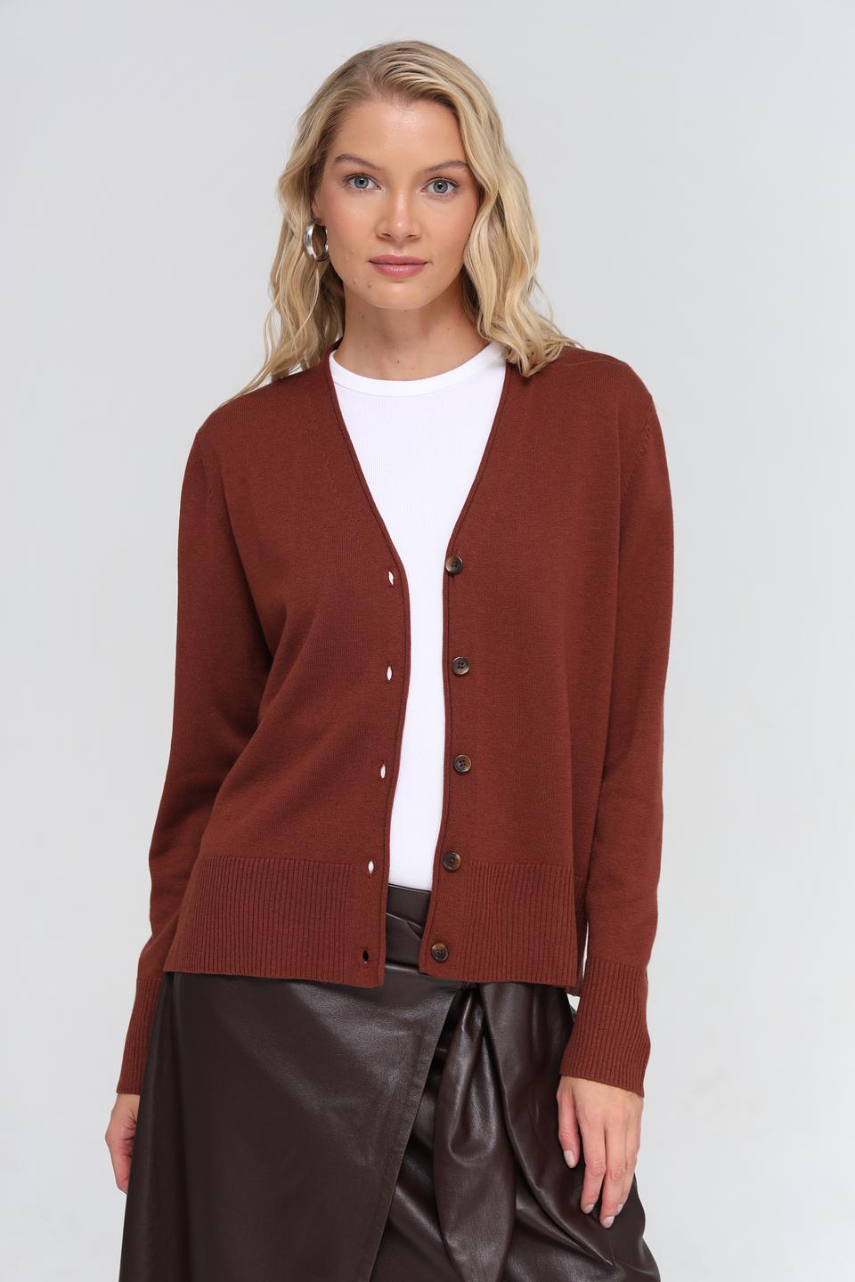 Жакет UNQ вязаный коричневый