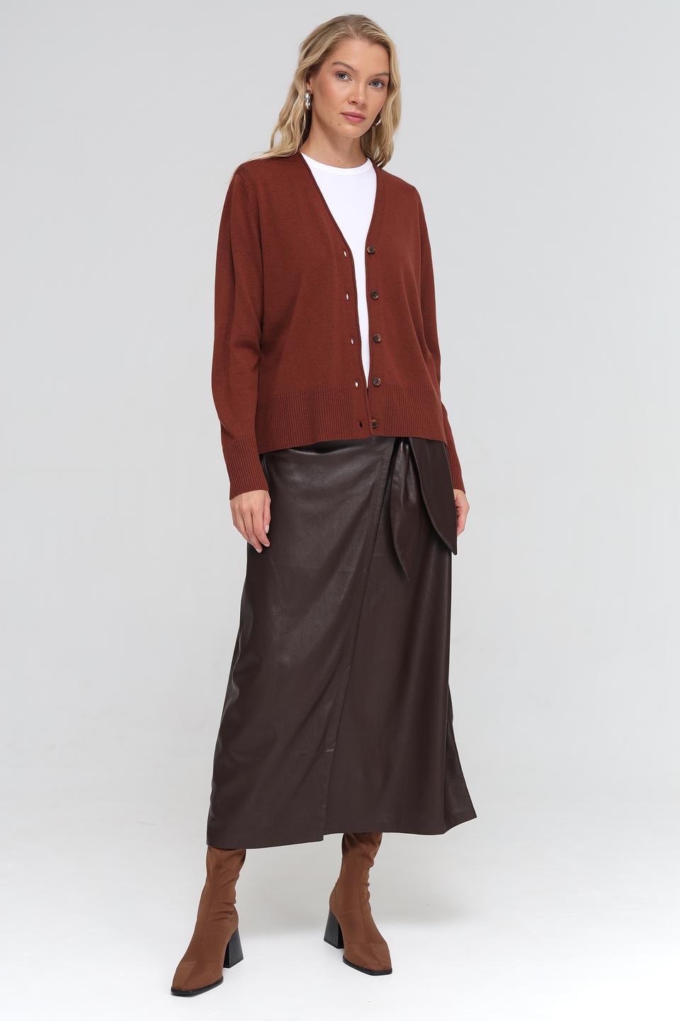 Жакет UNQ вязаный коричневый