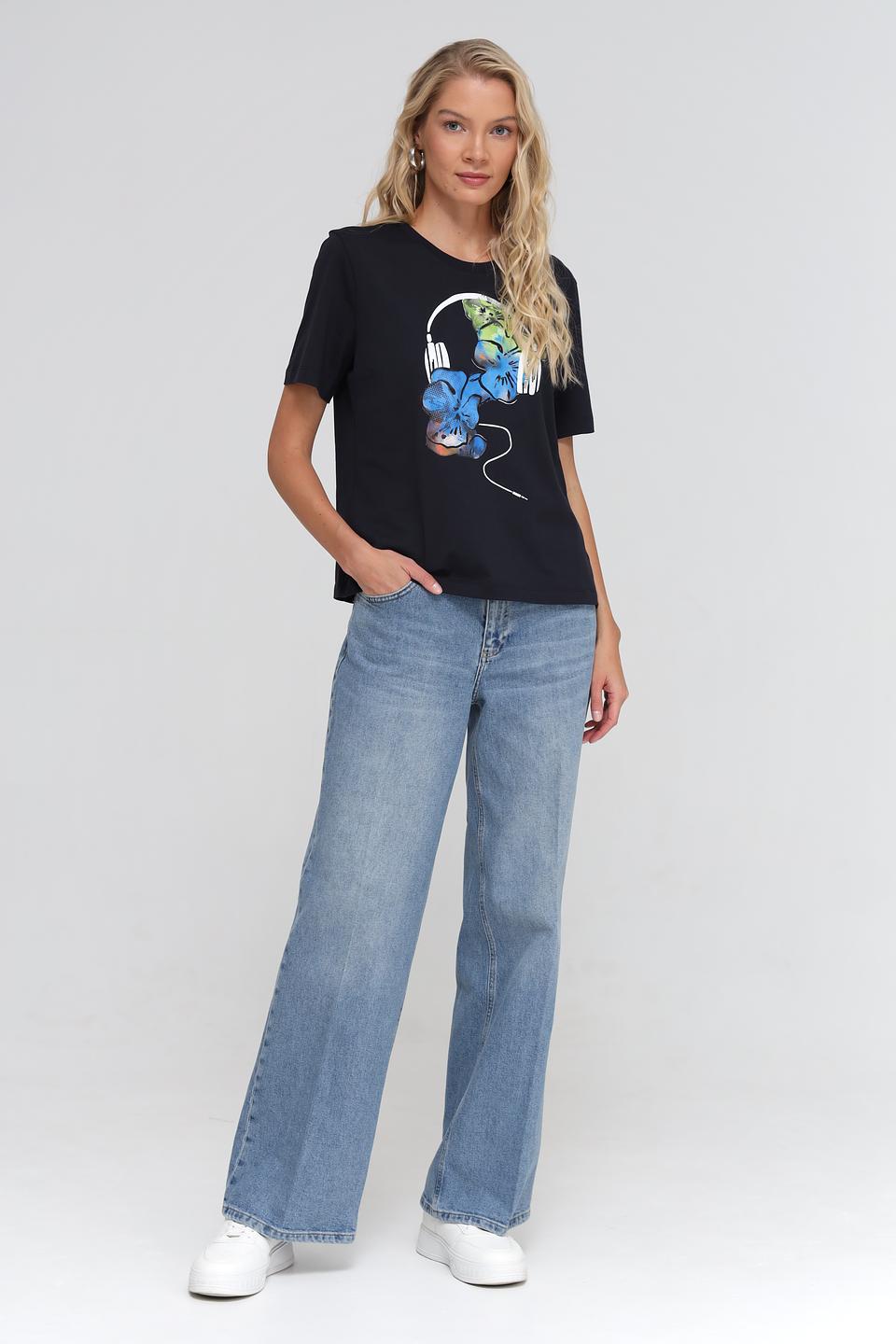 Джинсы широкого кроя Oui голубые