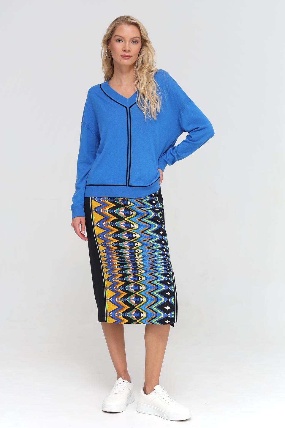 Пуловер Marc Cain V-образный вырез синий