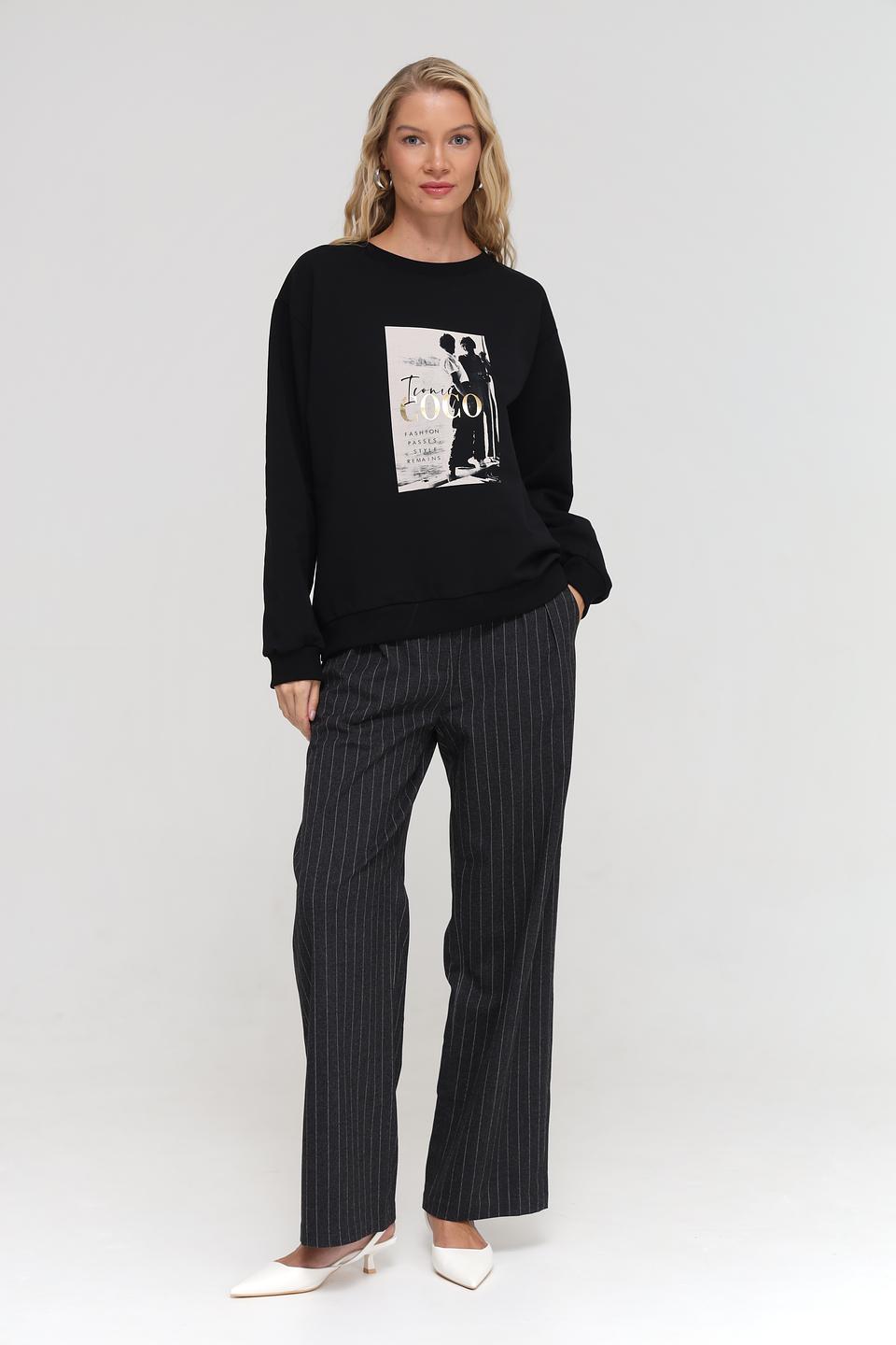 Пуловер UNQ с принтом Coco чёрный