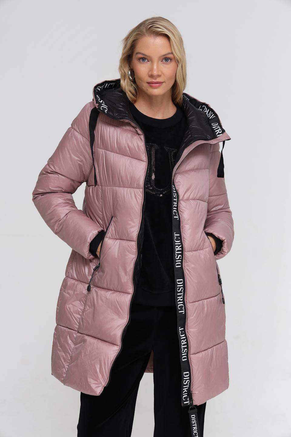 Пальто District стеганое пудровое