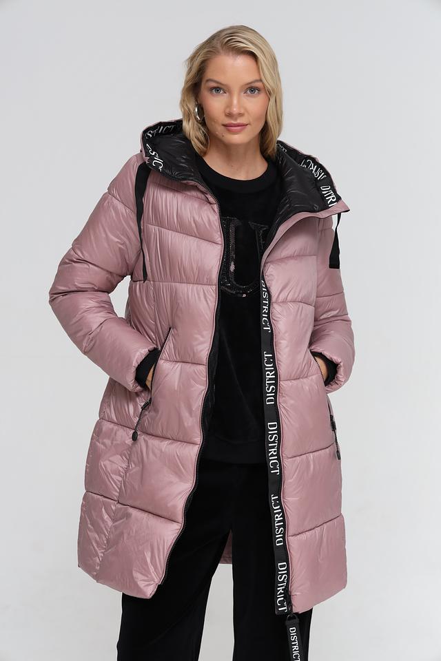 Пальто District стеганое пудровое