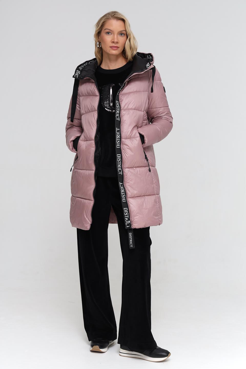 Пальто District стеганое пудровое