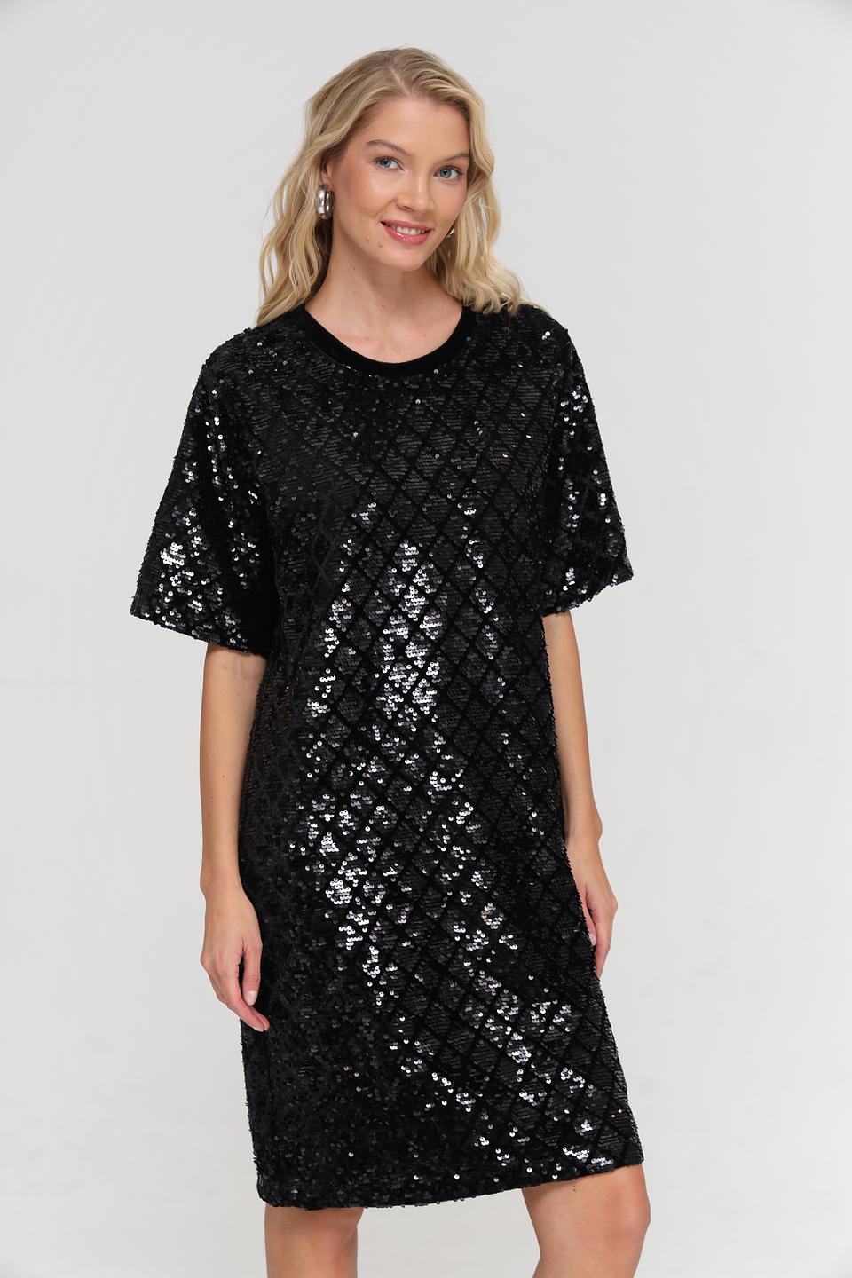 Платье UNQ с пайетками чёрное