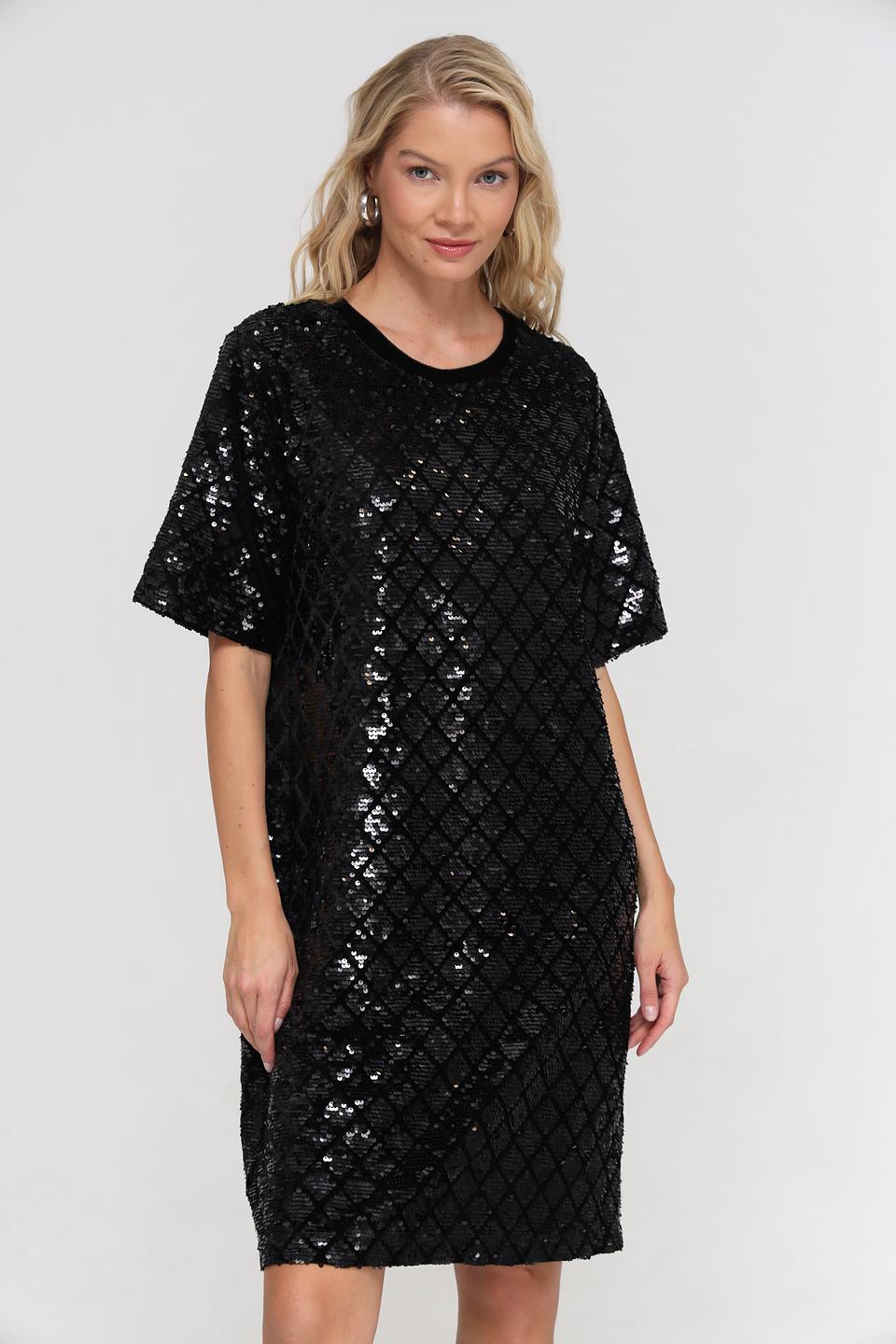 Платье UNQ с пайетками чёрное
