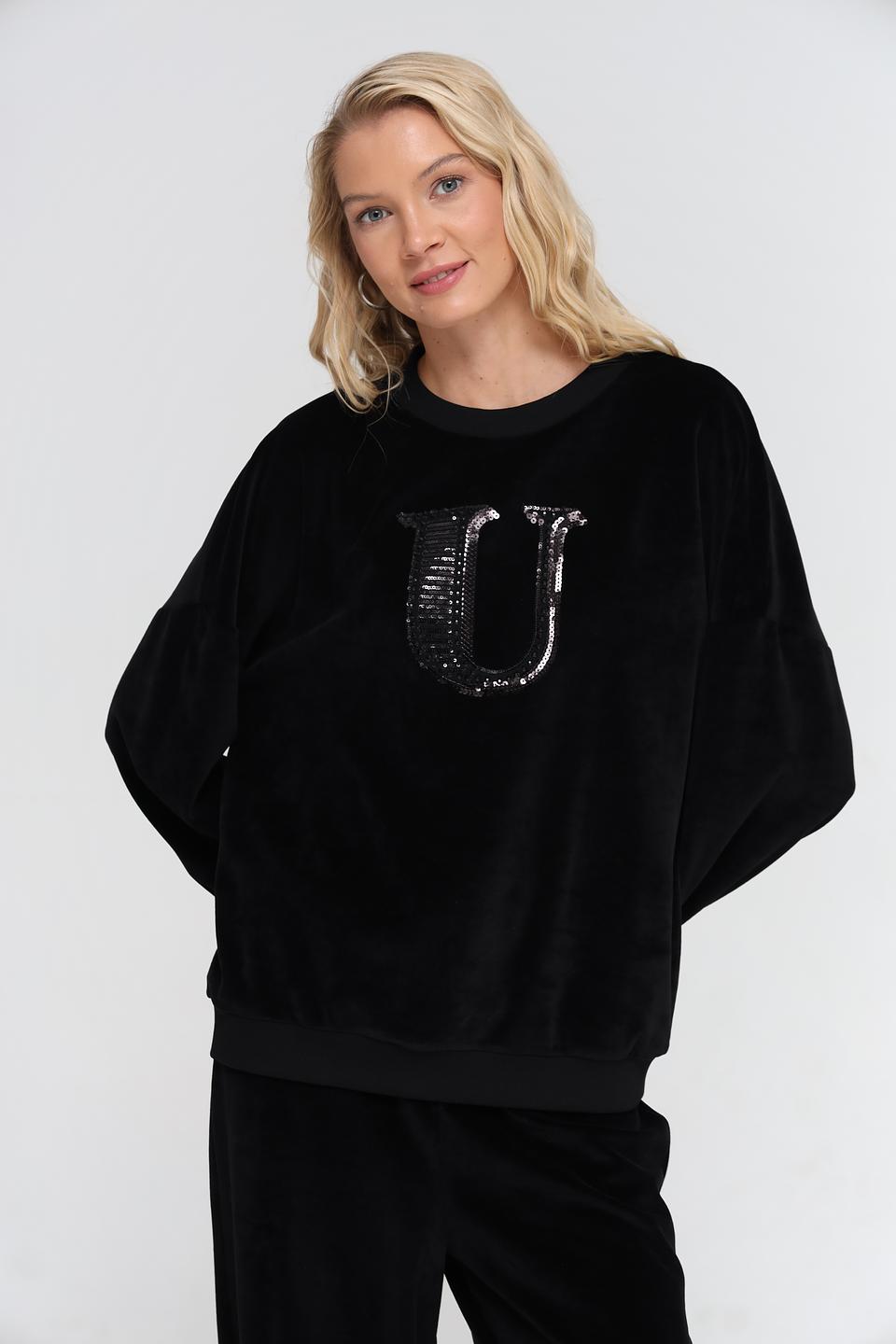 Пуловер UNQ женский черный с буквой U