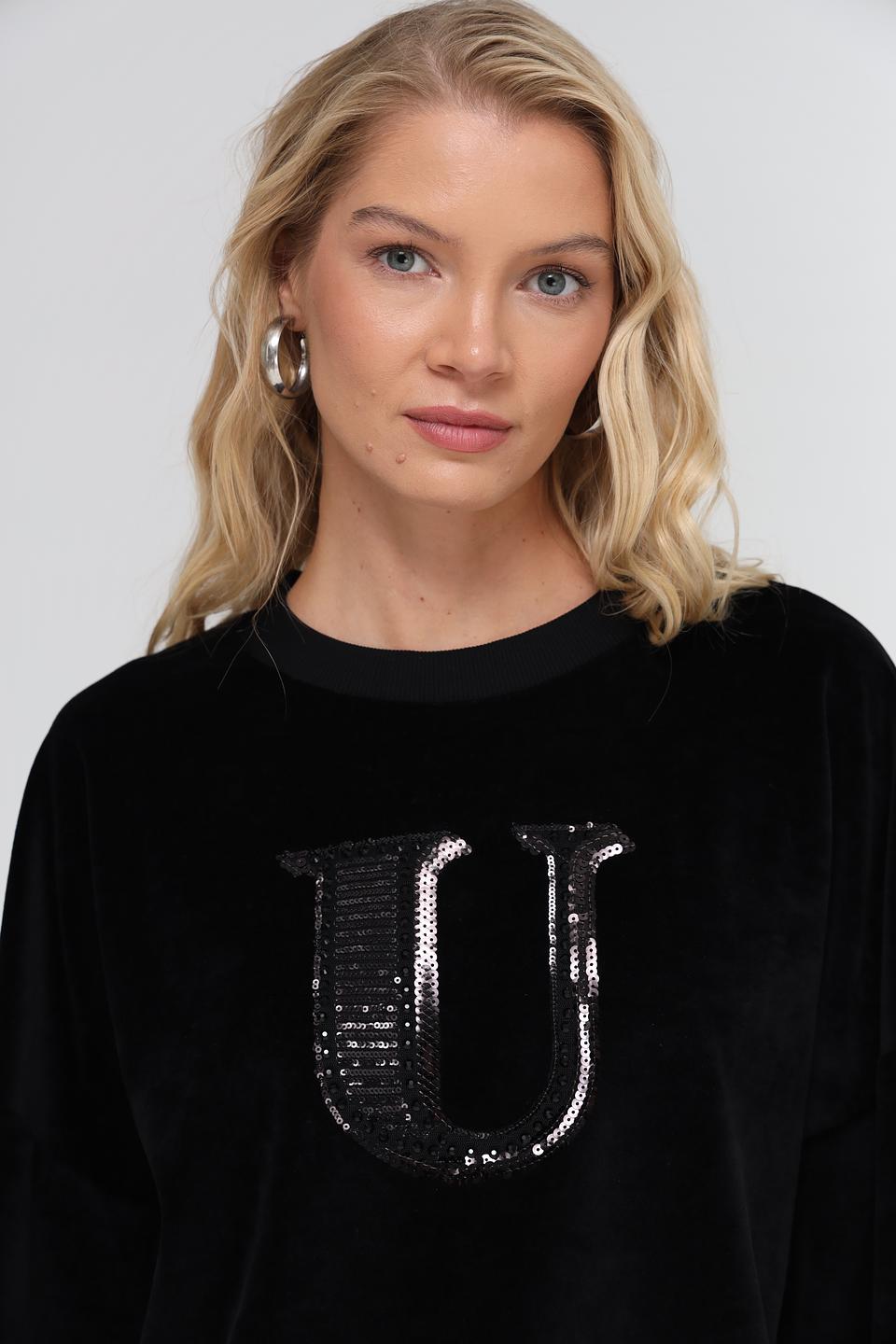 Пуловер UNQ женский черный с буквой U