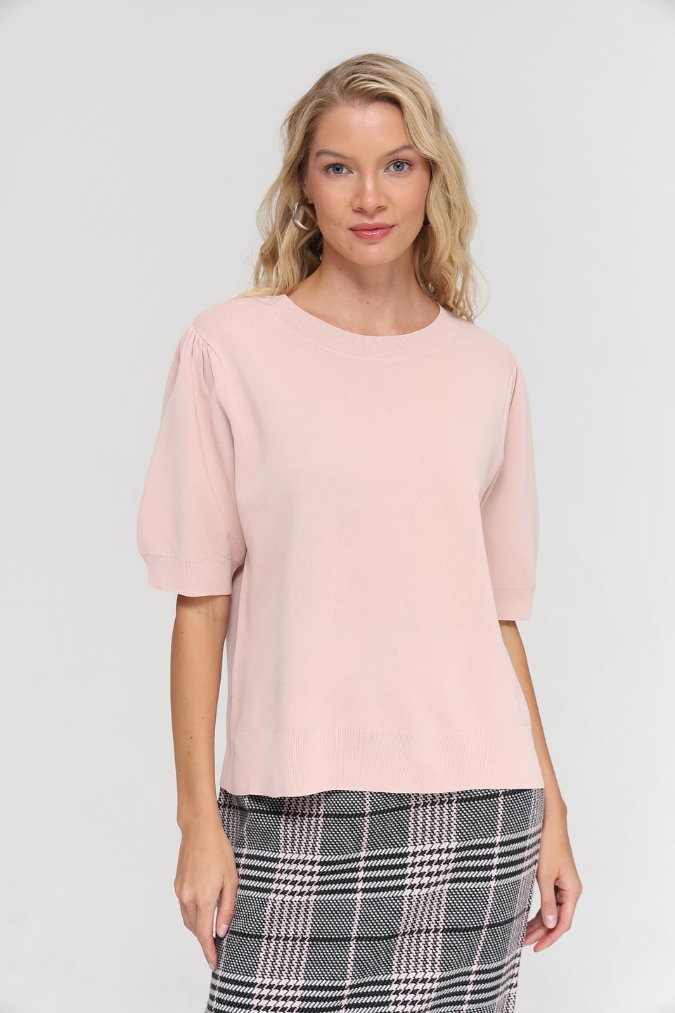 Пуловер UNQ женский розовый с рукавом 3/4