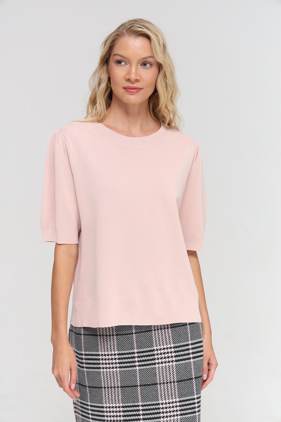 Пуловер UNQ женский розовый с рукавом 3/4