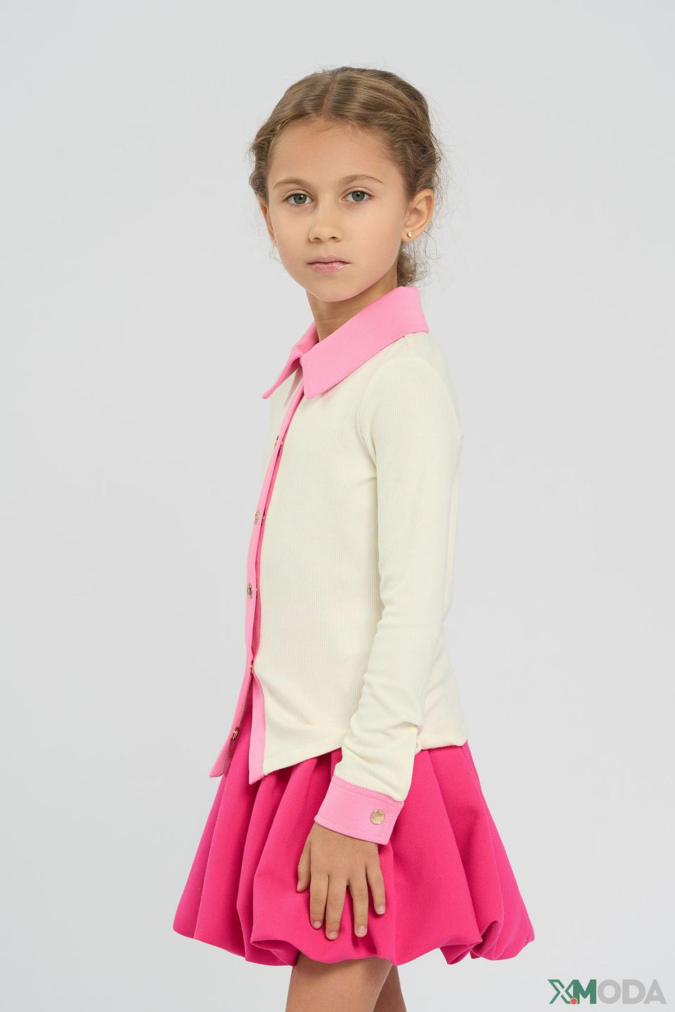 Блуза Choupette дев. с розовым воротником
