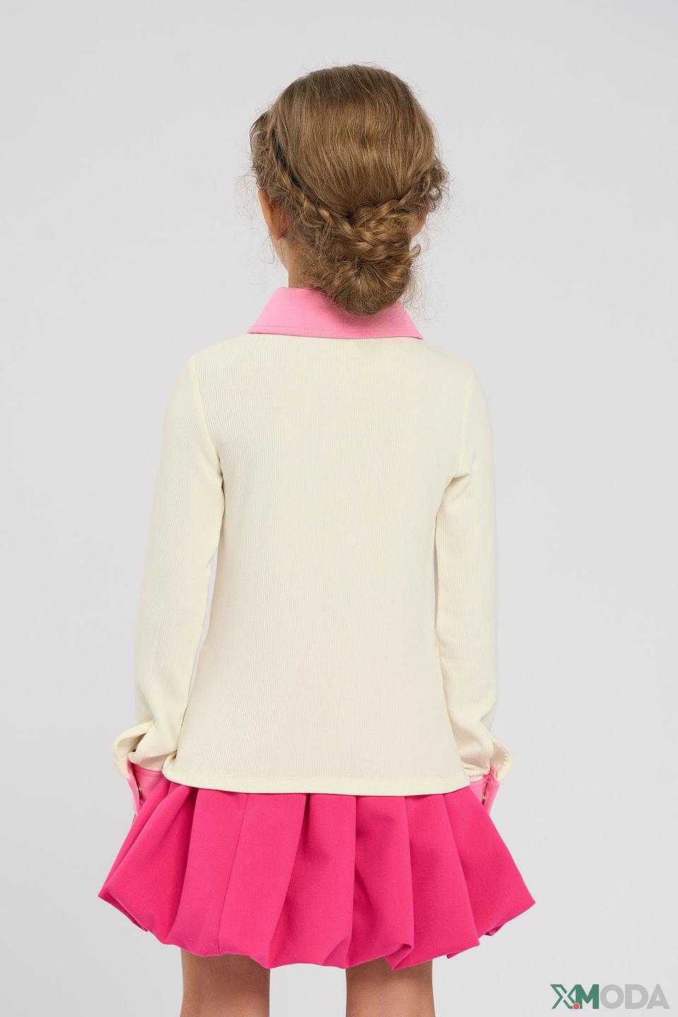 Блуза Choupette дев. с розовым воротником