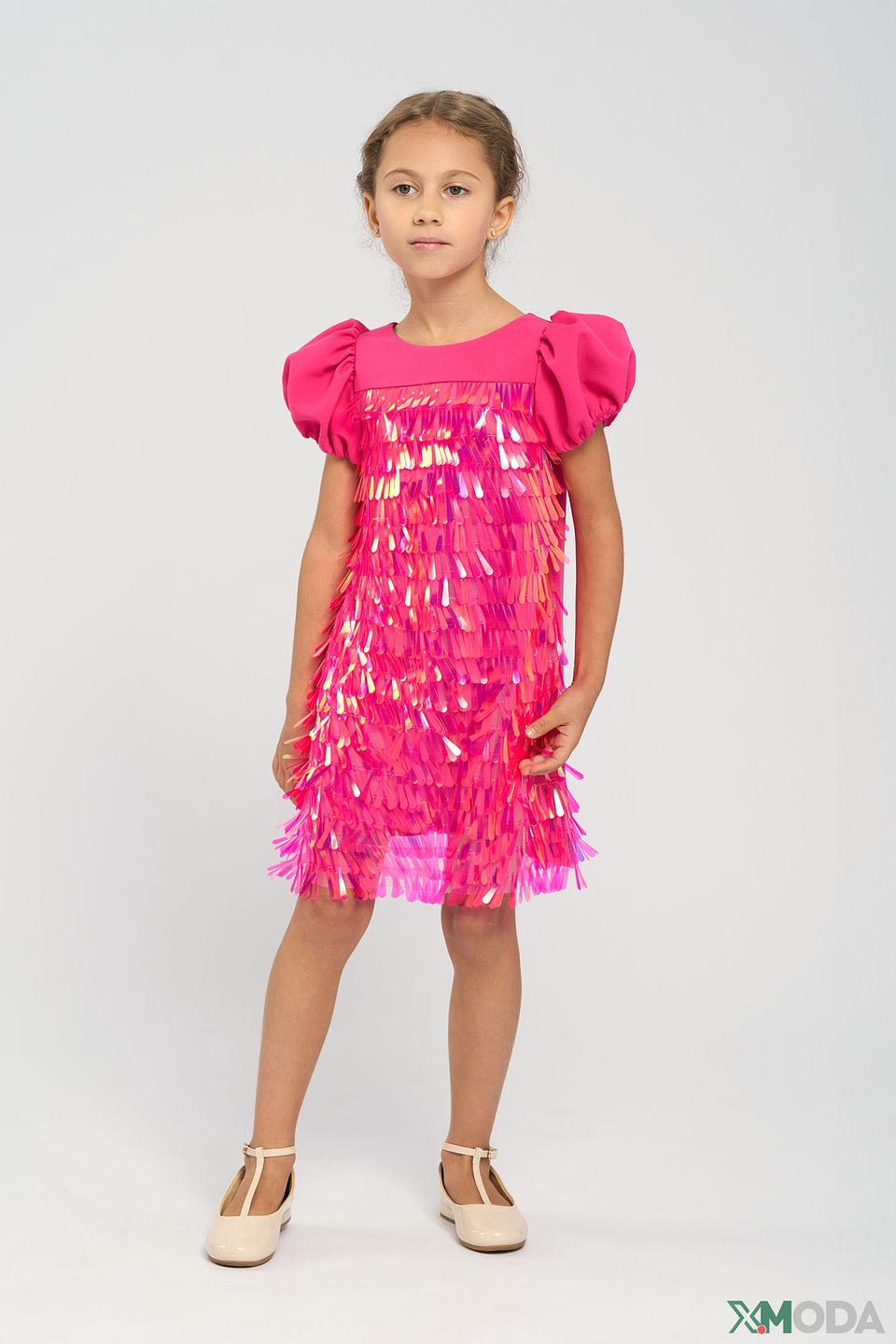 Платье Choupette дев. с бахромой розовое