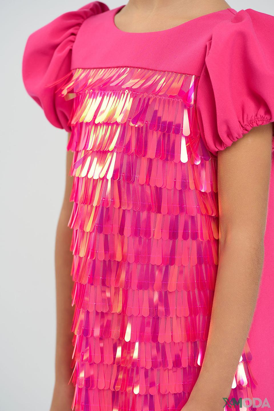 Платье Choupette дев. с бахромой розовое