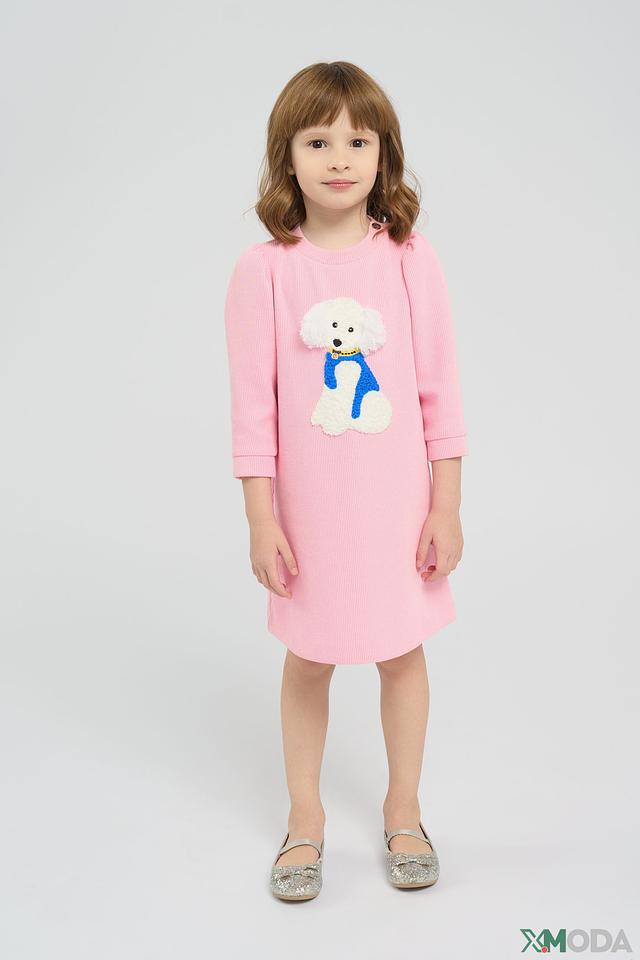 Платье Choupette с щенком розовое