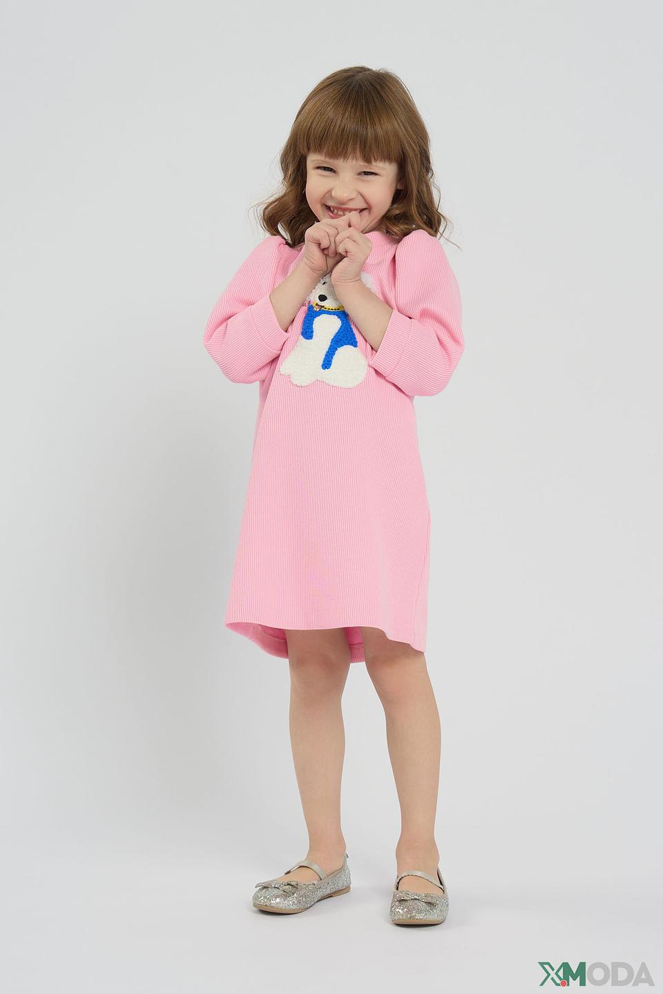 Платье Choupette с щенком розовое