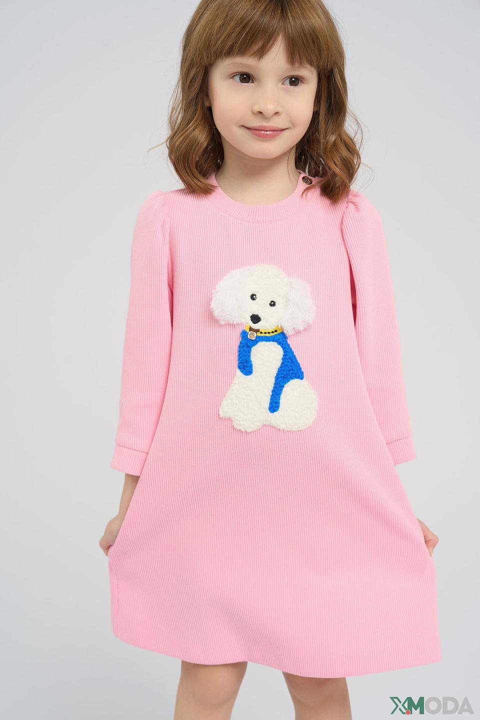 Платье Choupette с щенком розовое