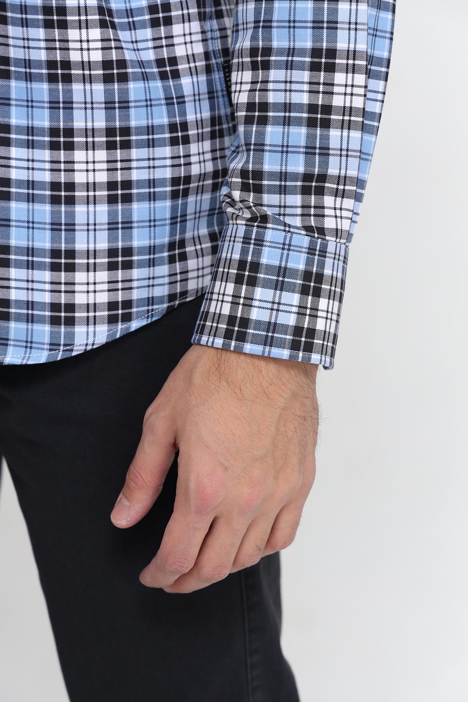 Рубашка Bugatti в клетку голубая