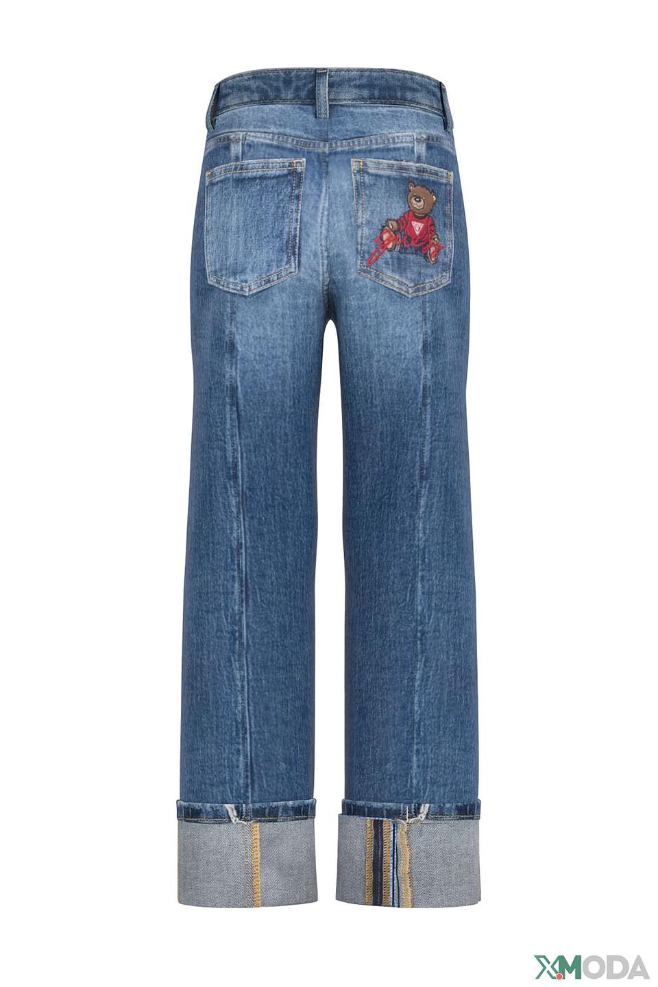 Джинсы Guess для девочки синие с вышивкой