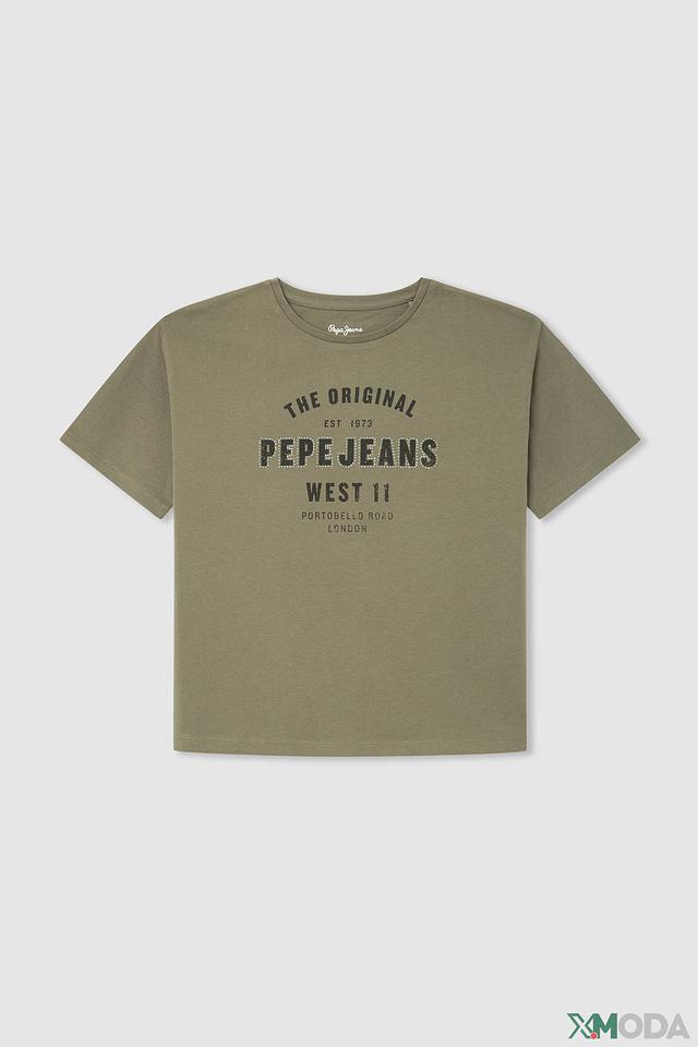 Футболка Pepe Jeans London хаки с принтом