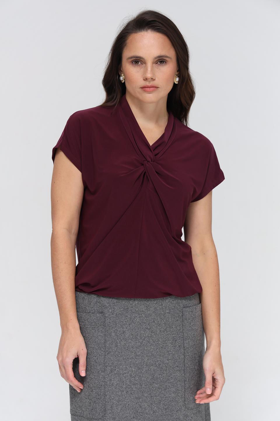 Блуза Bianca с запахом бордовая
