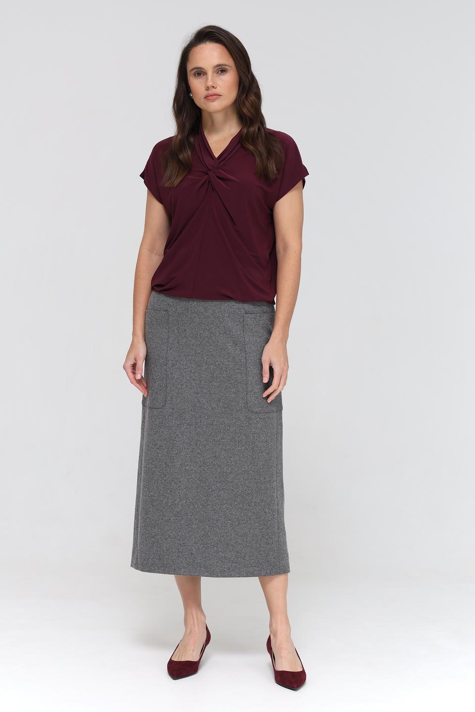 Блуза Bianca с запахом бордовая