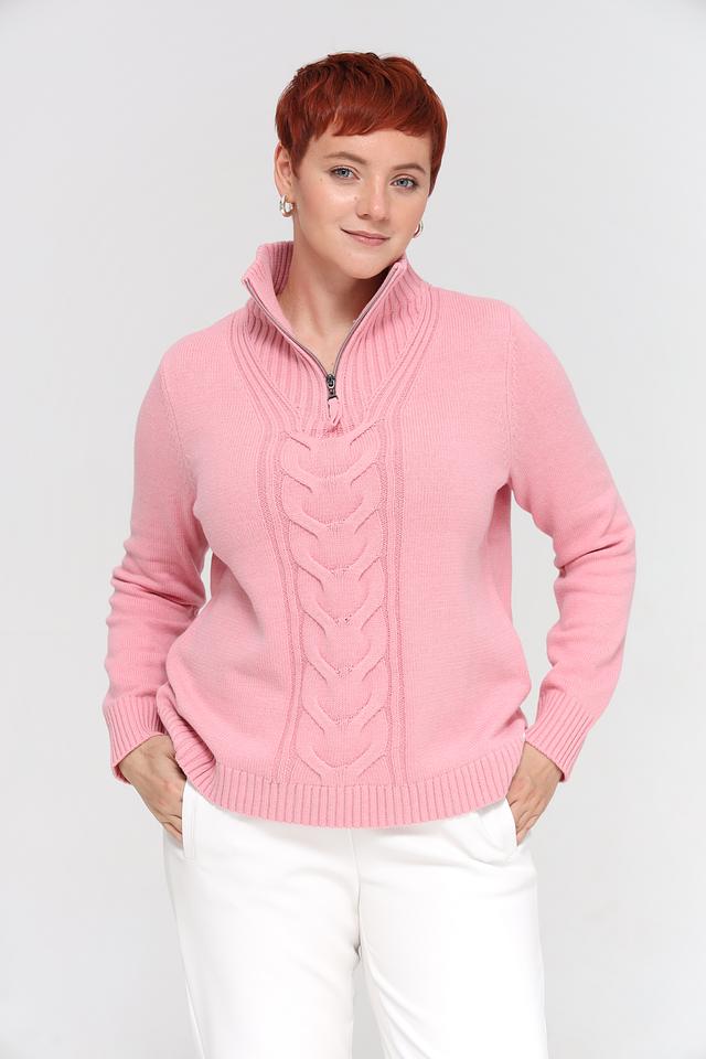 Пуловер Olsen с косами розовый