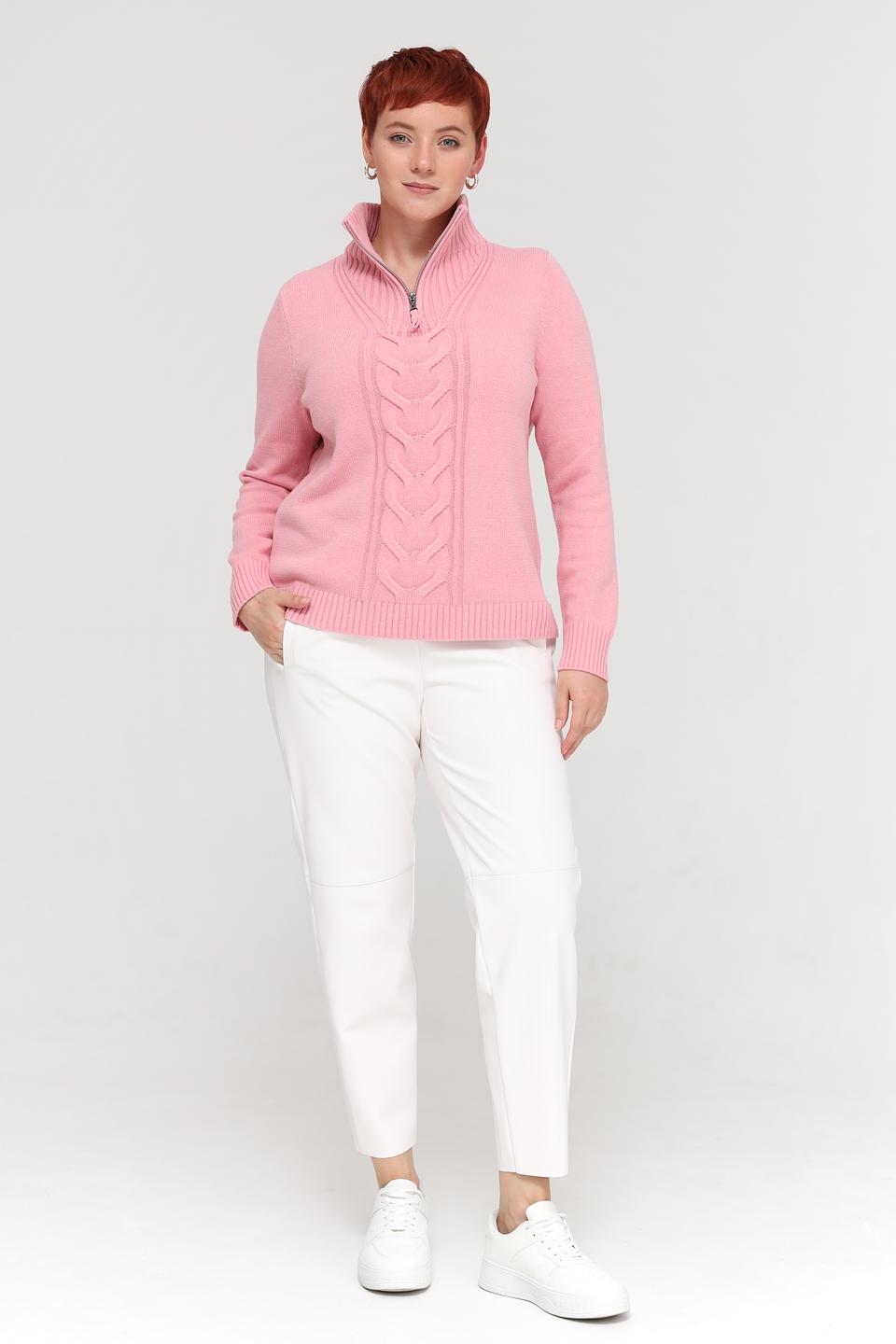 Пуловер Olsen с косами розовый