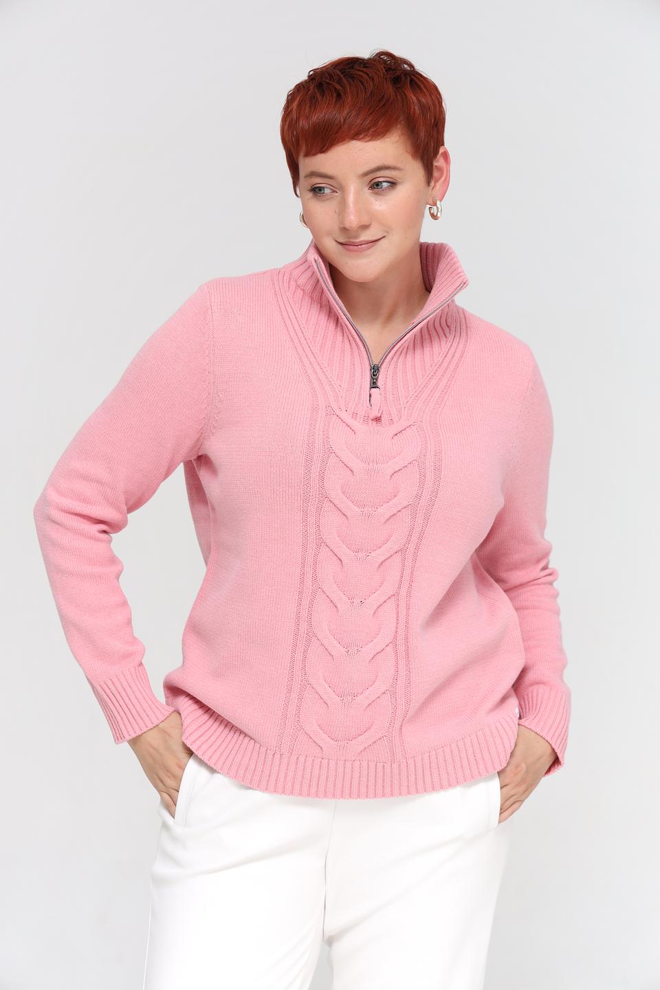 Пуловер Olsen с косами розовый