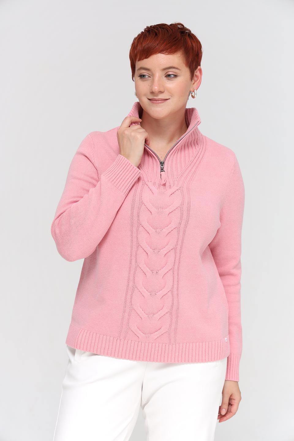 Пуловер Olsen с косами розовый