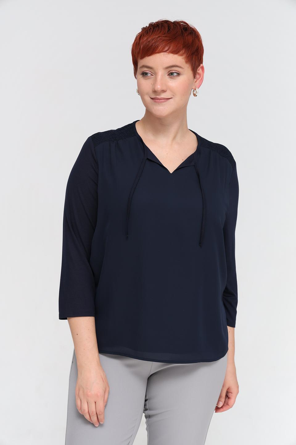 Блуза Frank Walder с завязками темно-синяя
